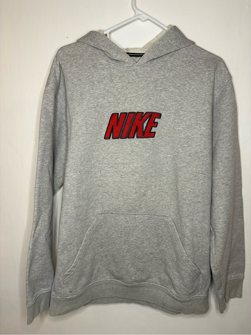 Nike Gray Hoodie with Red NIKE Chest Logo